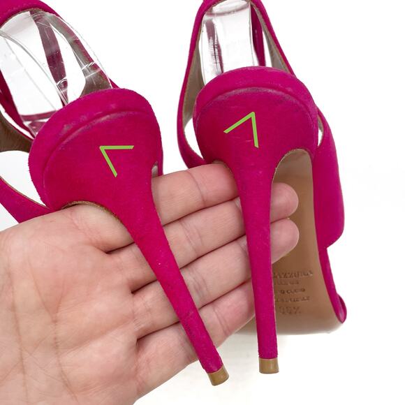 Aquazzura Colette Sandals Pink Suede Heels Ankle Wrap Tie Open Toe Sz 36.5 / 6.5 - Picture 9 of 12